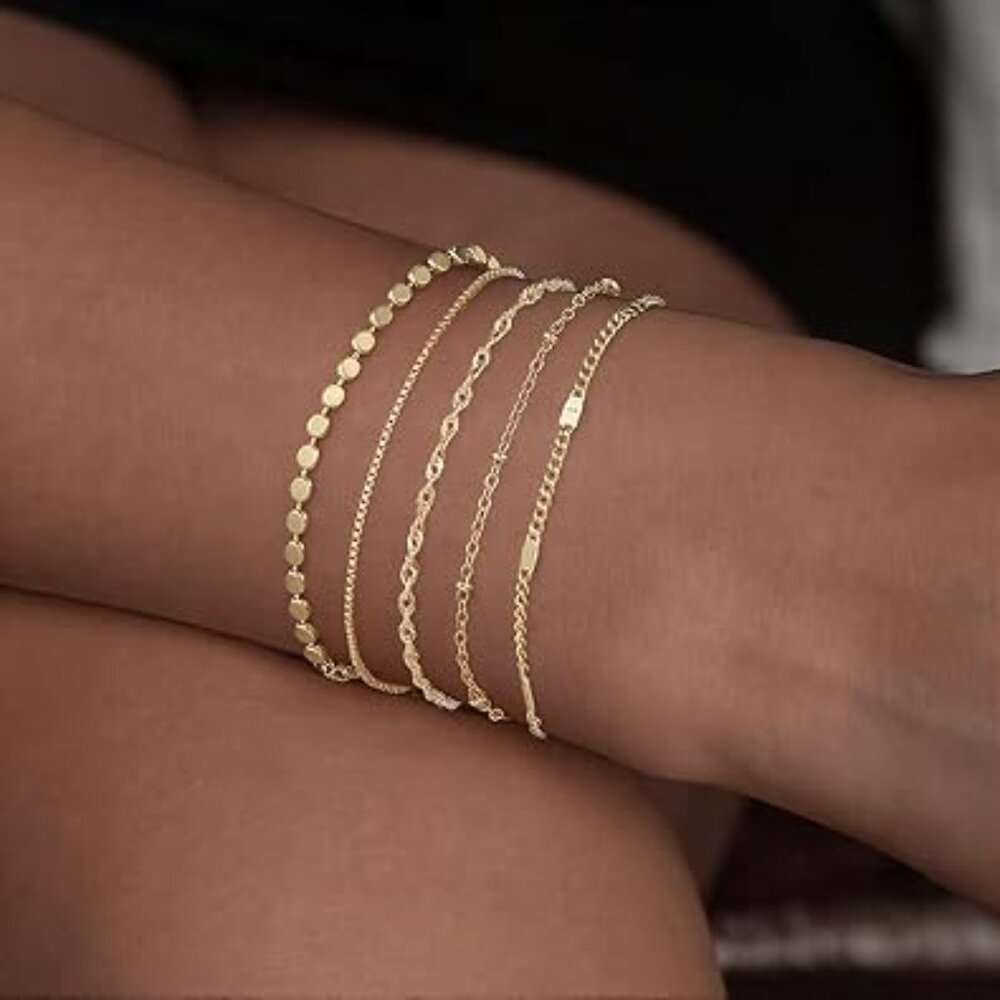 4 Women's 14K Gold Plated Bracelets Set Stunning Brand New !! - Picture 3 of 3
